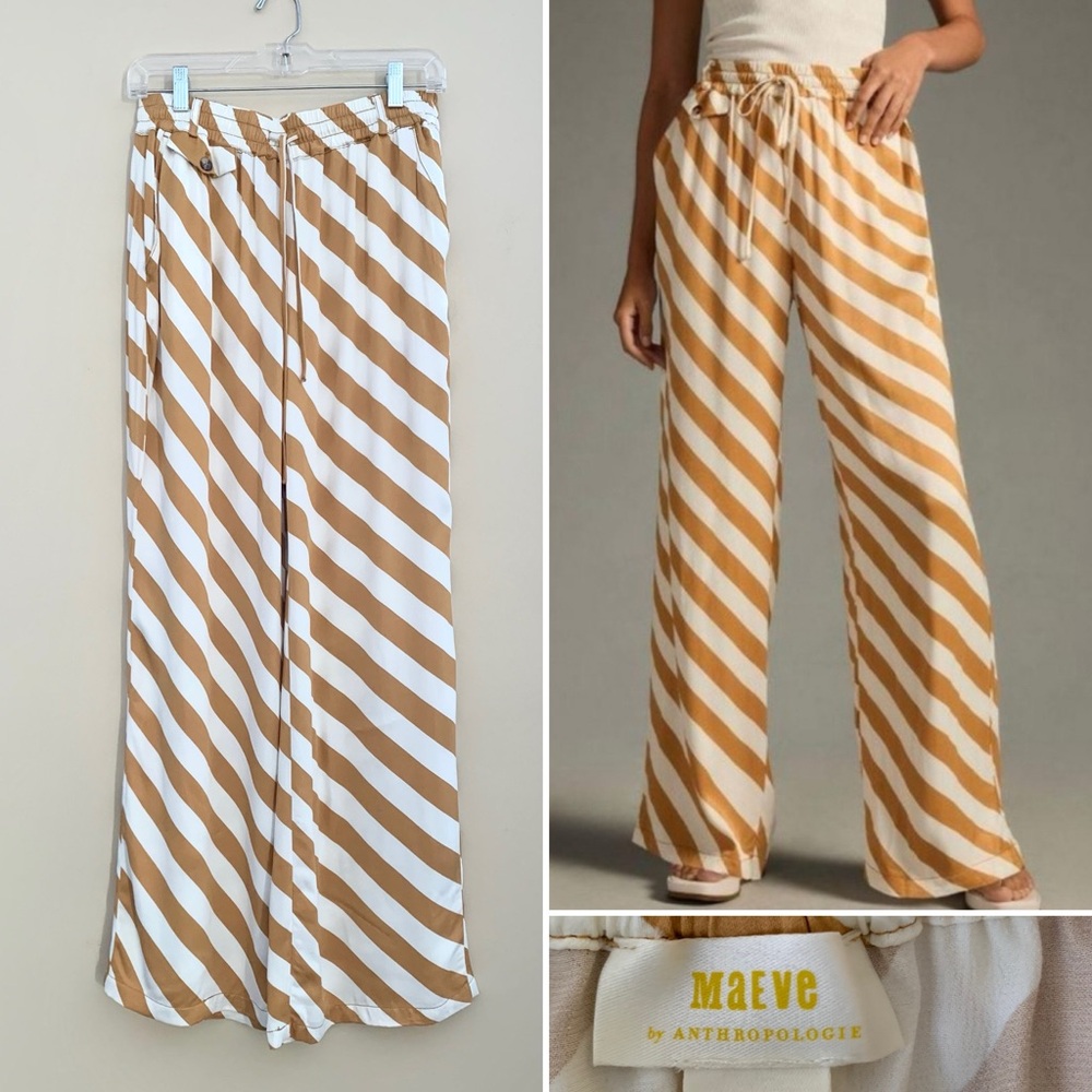 NWT Maeve by Anthropologie striped wide leg with elastic waistband Size XS